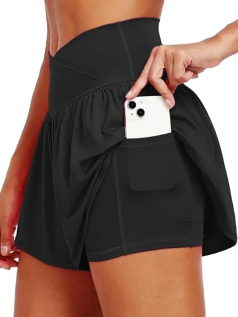 2-in-1 Flowy Running Spandex Workout Tennis Skorts with Inner Shorts